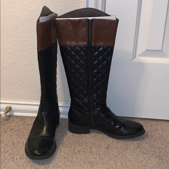 Shoes - Brown/Black Quilted Boots